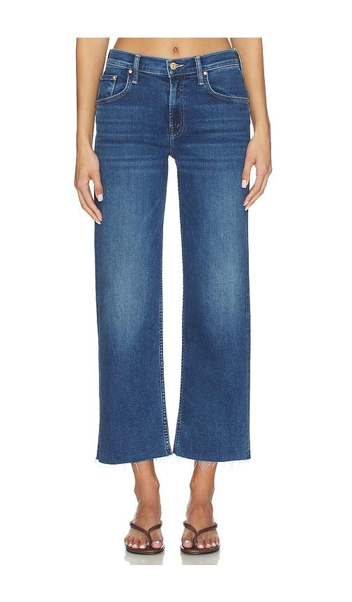 mother the newbie ankle fray jeans in blue.