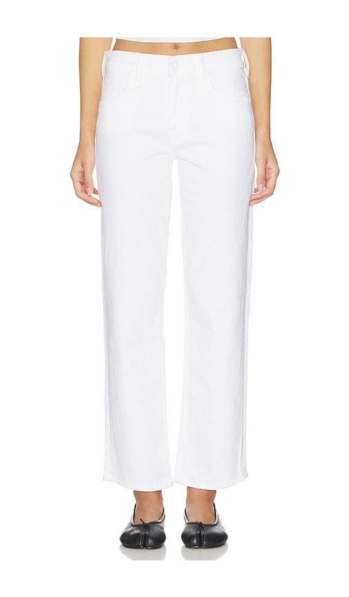 mother the newbie ankle jeans in ivory.