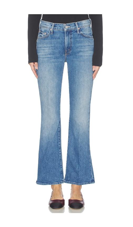 mother the outsider flood jeans in blue.