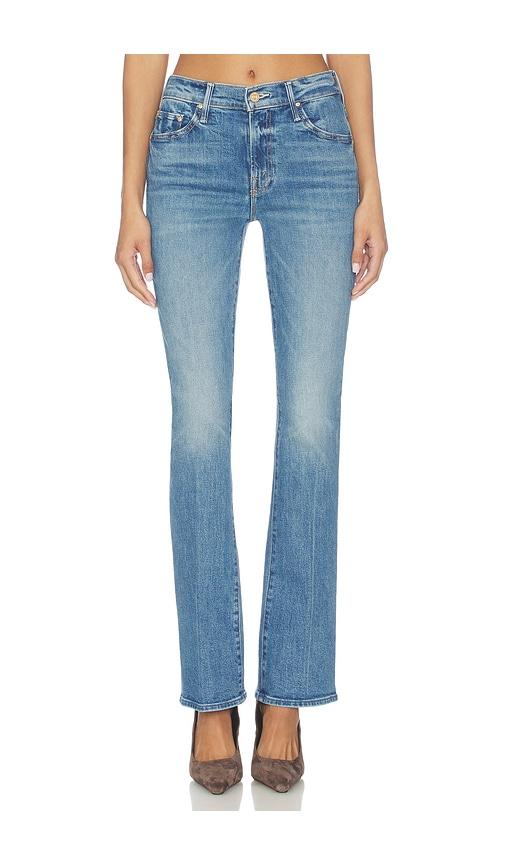 mother the outsider sneak jeans in blue.