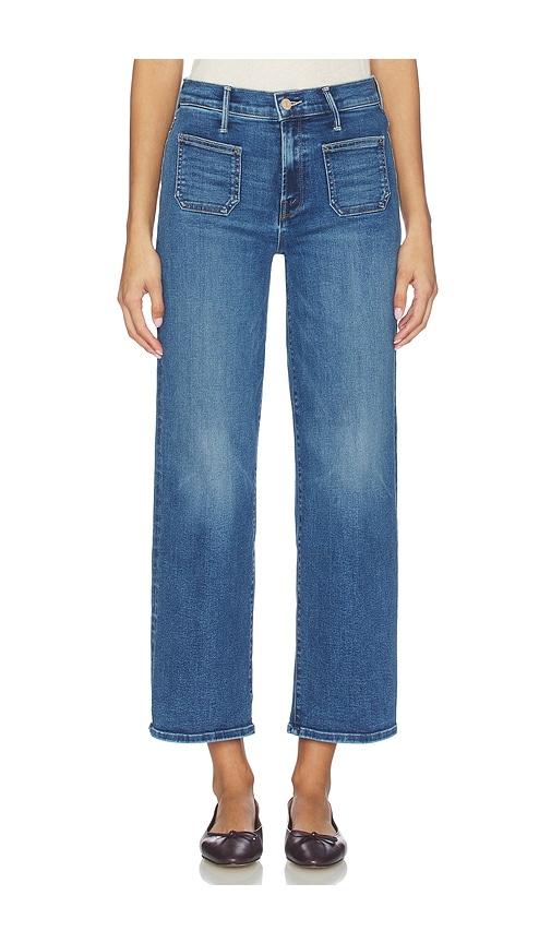 mother the patch pocket maven ankle jeans in blue.