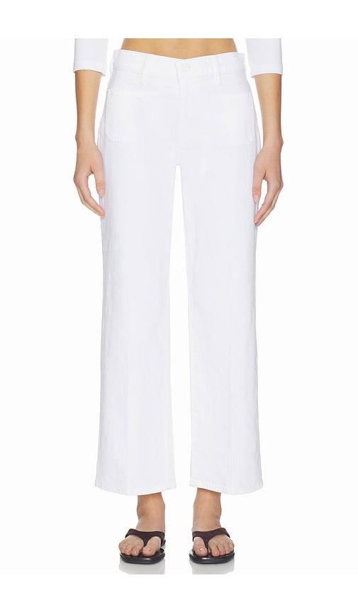 mother the patch pocket mid rise maven ankle jeans in ivory.