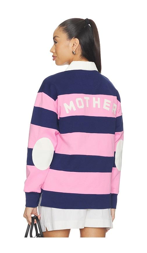 mother the piece huddle top in estate blue and begonia pink in pink, navy.