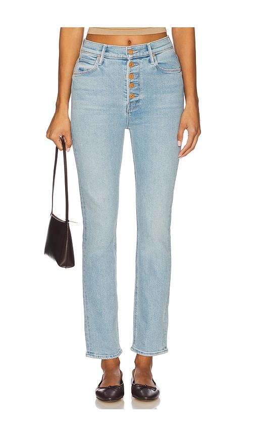 mother the pixie dazzler ankle jeans in blue.
