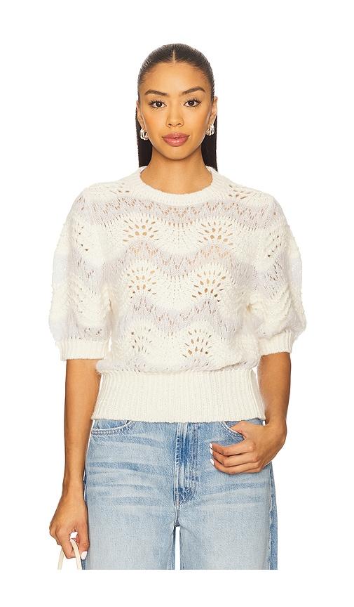 mother the podwer puff sweater in ivory.