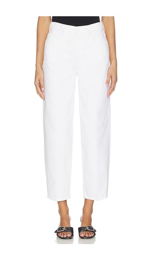 mother the rabbit hole ankle jeans in white.