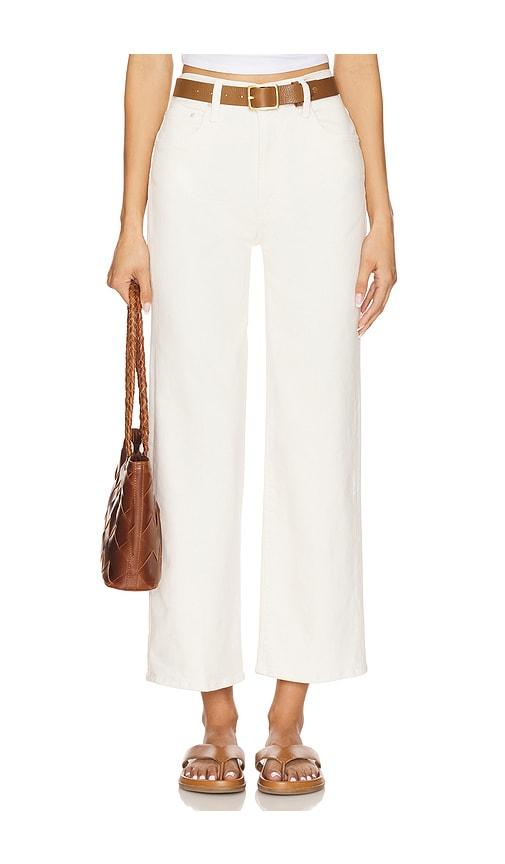 mother the rambler zip ankle jeans in cream.