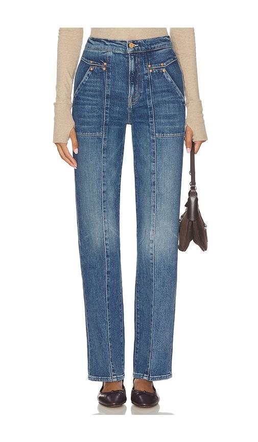 mother the riveting rambler zip sneak jeans in blue.