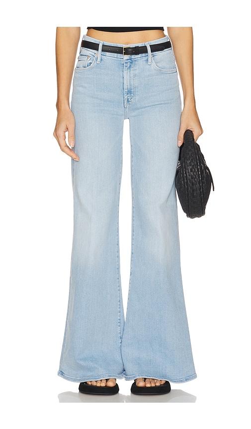 mother the roller sneak jeans in blue.