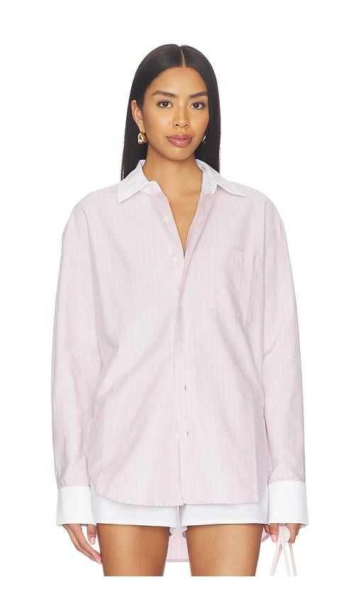 mother the roomie frenchie shirt in rose.