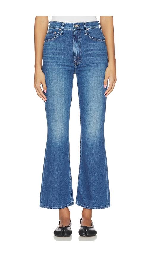 mother the scooter ankle jeans in blue.