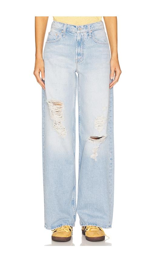 mother the spinner zip sneak jeans in blue.