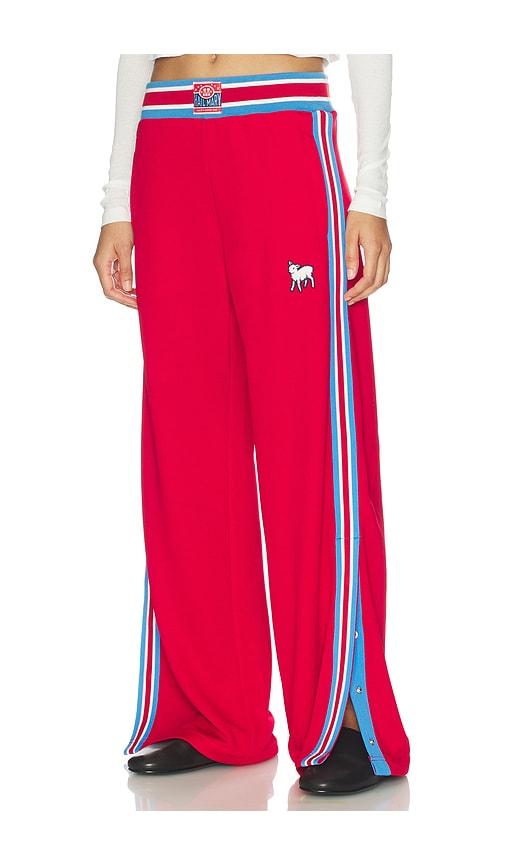 mother the sport rib personal best sneak pants in red.