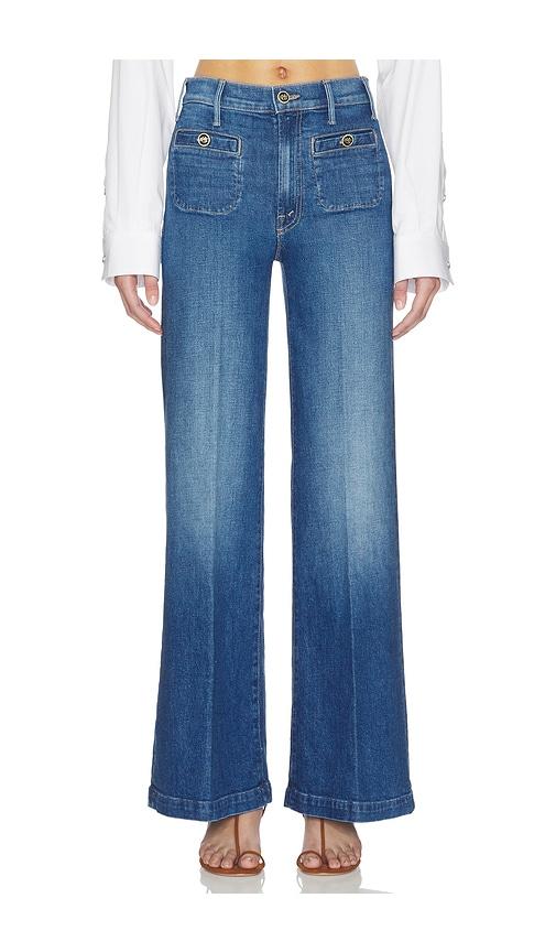 mother the stashed hustler roller sneak jeans in blue.