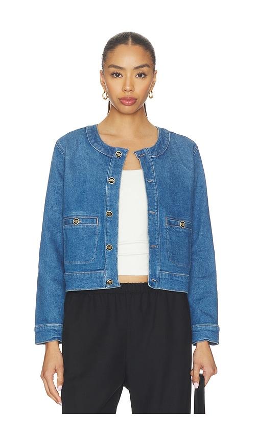 mother the stashed picky jacket in blue.