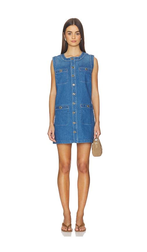 mother the stashed picky mini dress in blue.