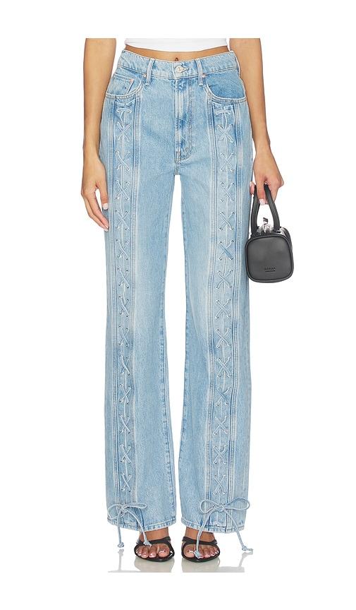 mother the tied up maven sneak jeans in blue.