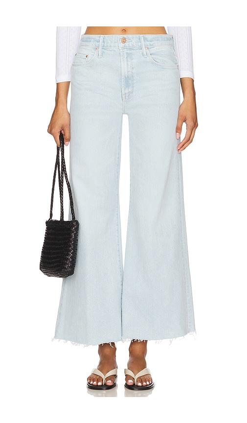 mother the twister ankle fray jeans in blue.