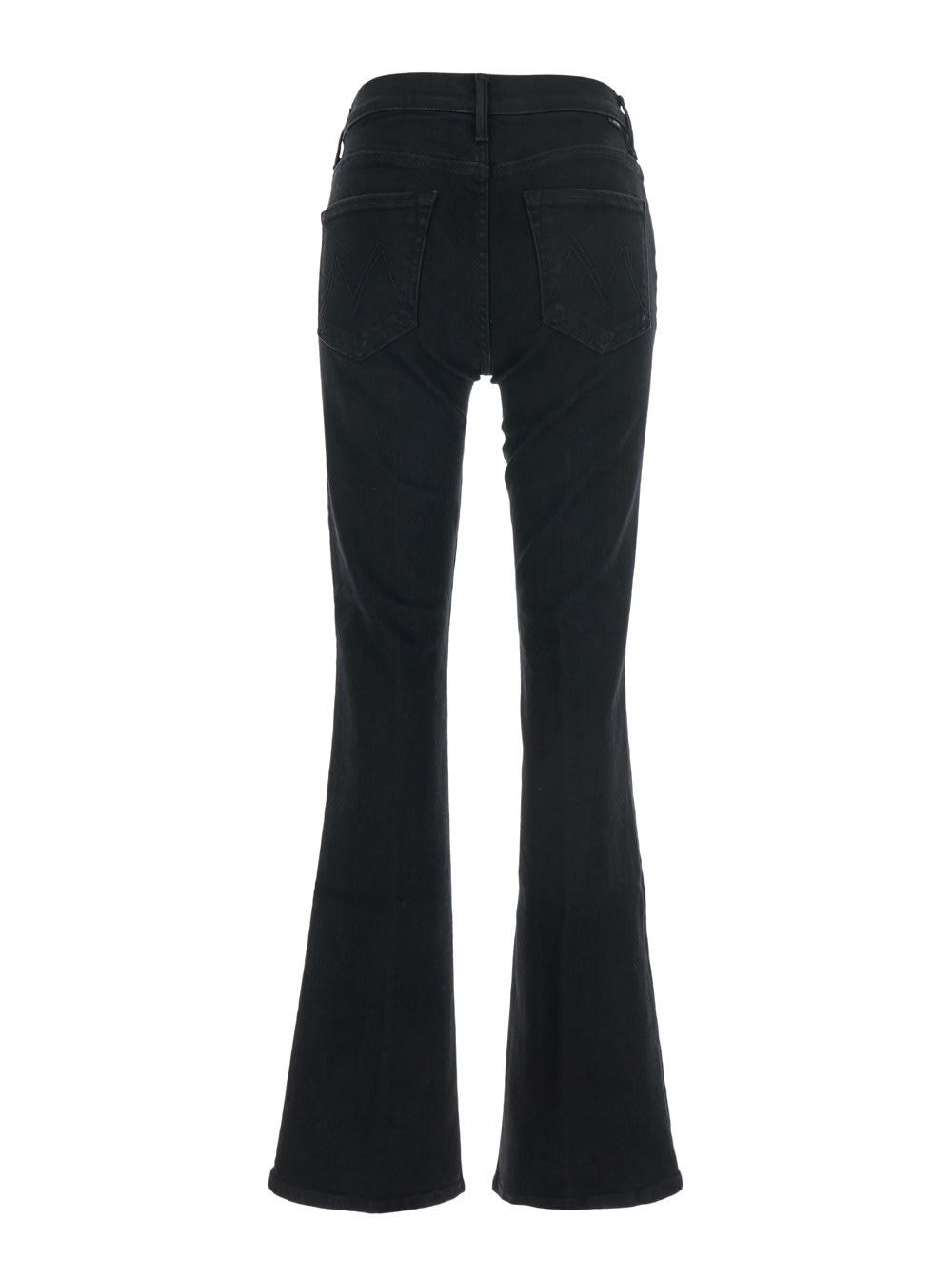 mother the weekender black five-pocket flared jeans in denim woman