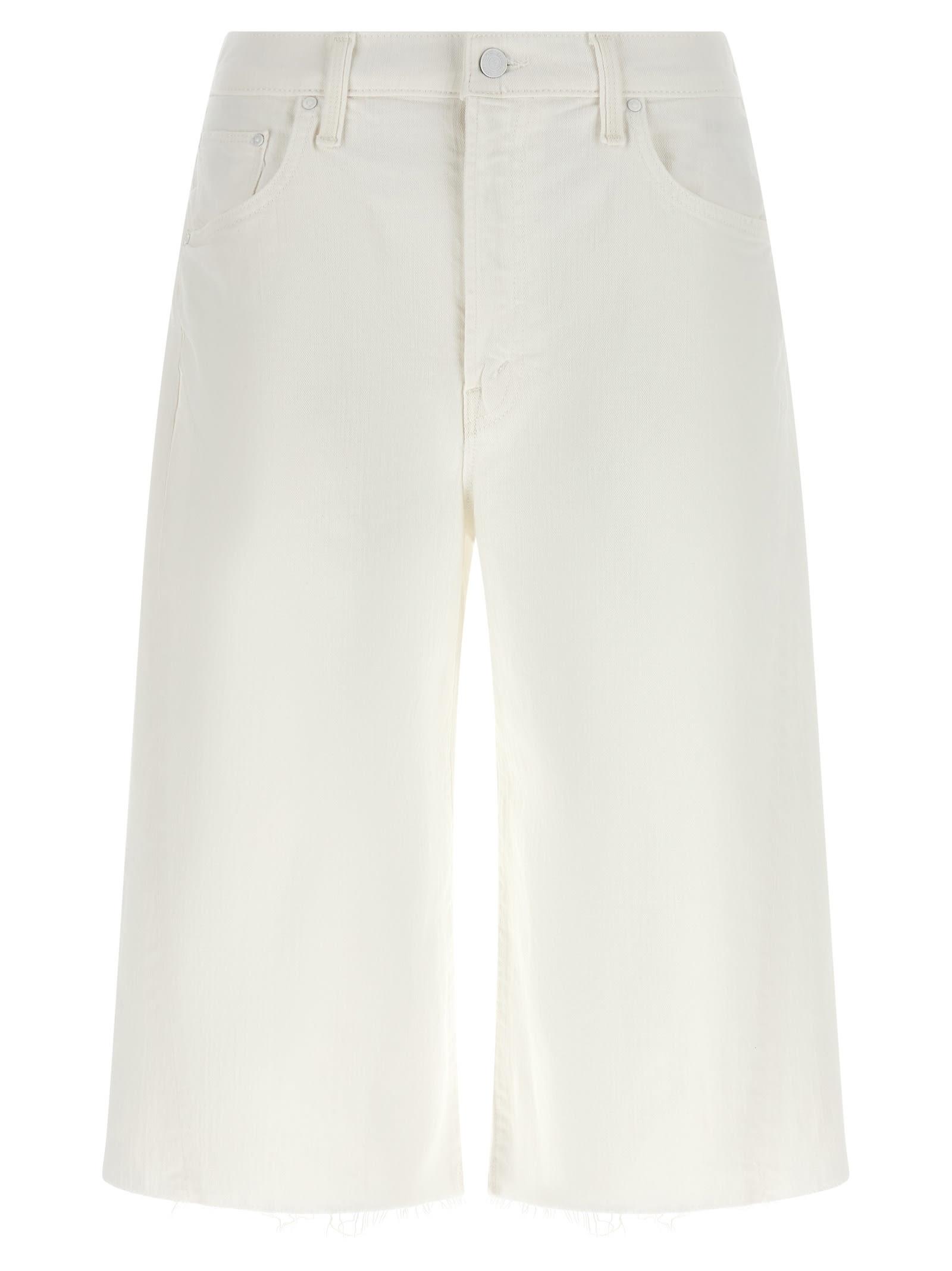 mother the whole lot zip twist fray bermuda shorts