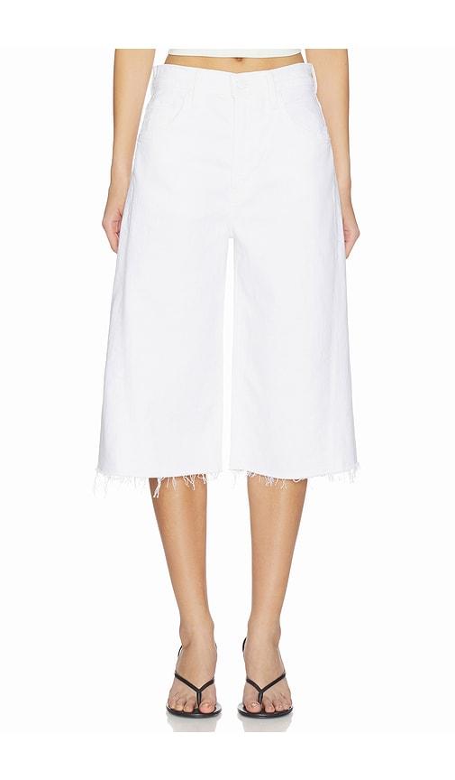 mother the whole lot zip twist fray jeans in ivory.