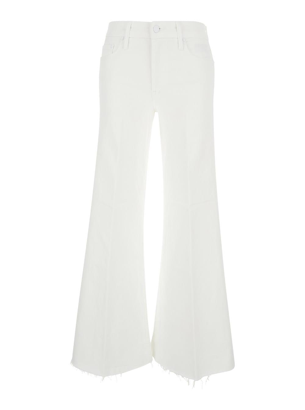 mother white flared jeans in denim woman