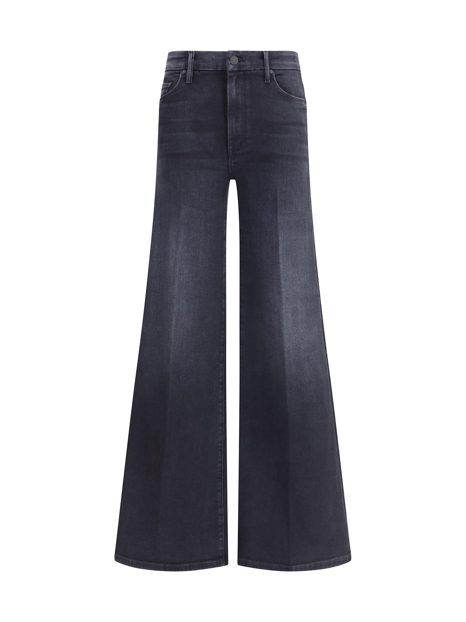 mother wide leg stretch cotton jeans