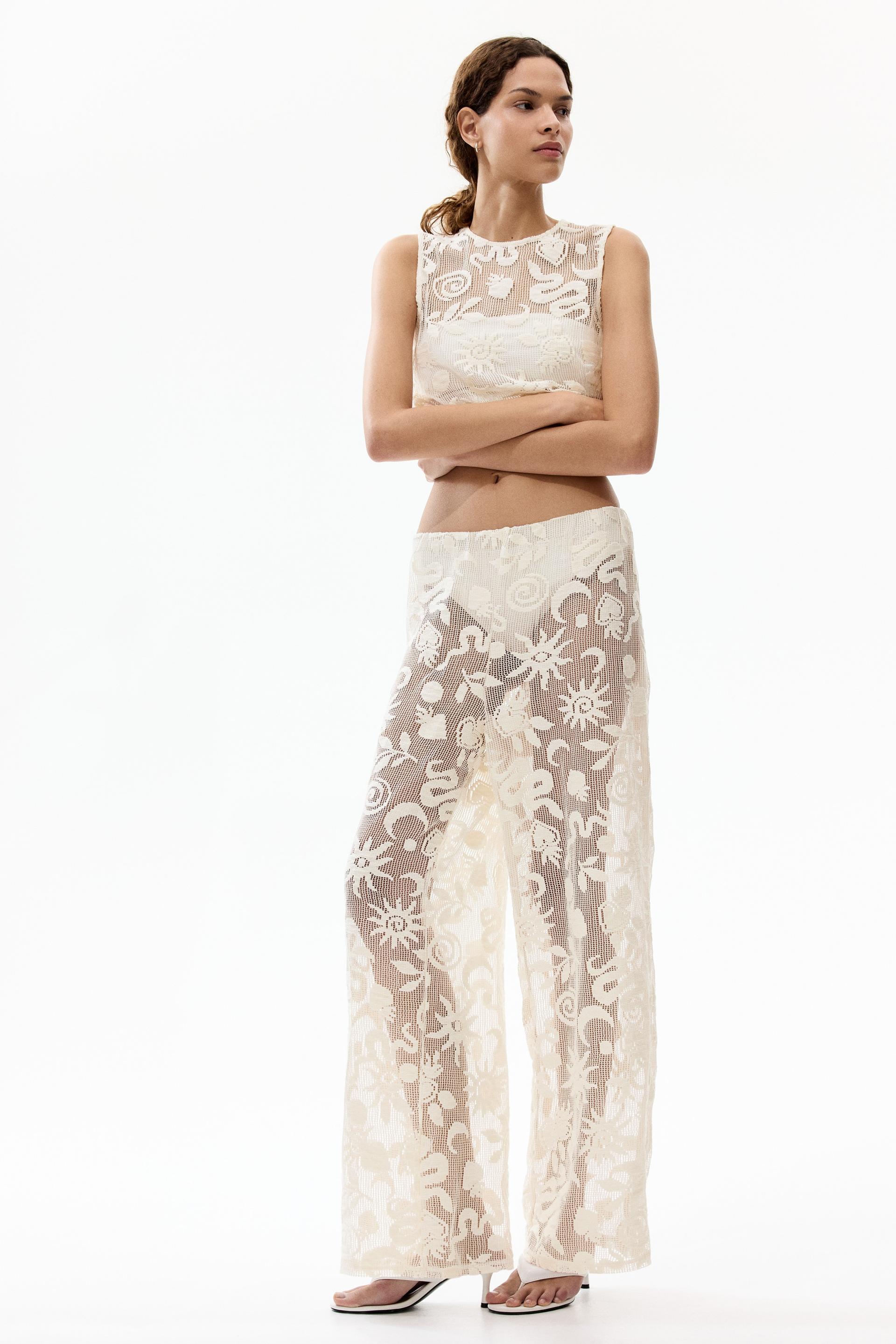 motif-detail mesh pants
