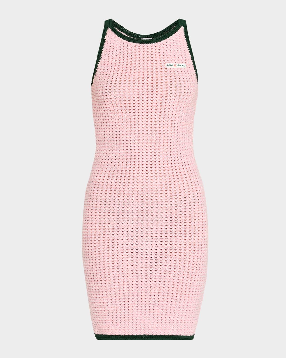mouline open-knit sleeveless mini dress