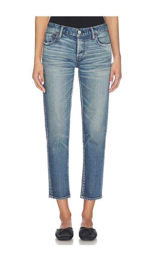 moussy vintage alice tapered jeans in blue.