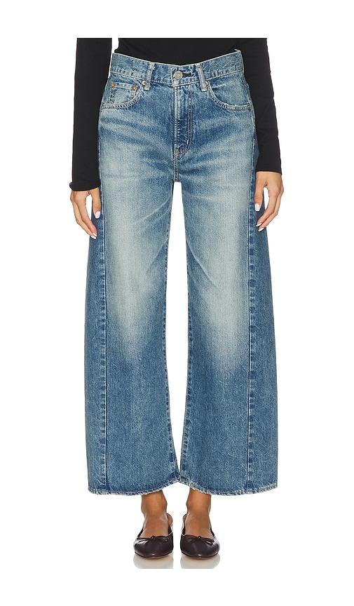 moussy vintage bayard side line cocoon jeans in blue.