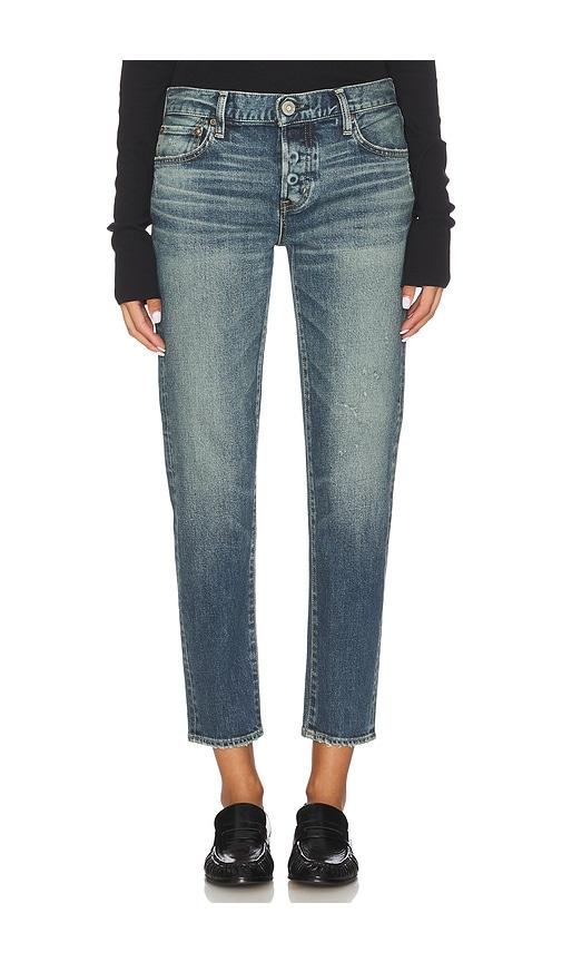 moussy vintage brickell tapered jeans in blue.