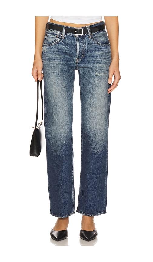 moussy vintage cedarhurst straight low jeans in blue.