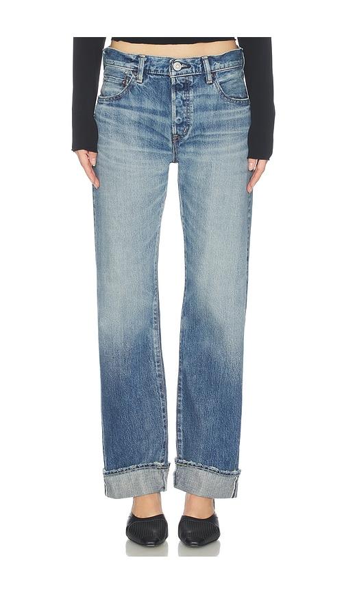 moussy vintage deltona straight jeans in blue.
