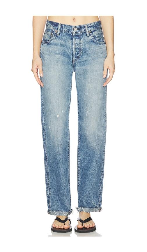moussy vintage dorchester straight leg jeans in blue.