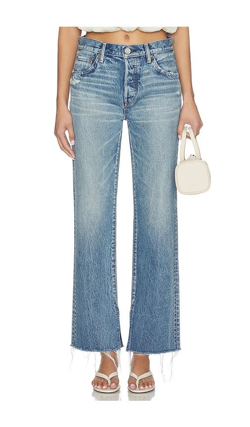 moussy vintage foster straight jeans in blue.