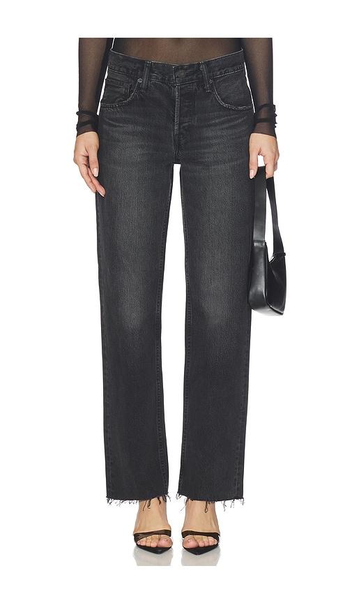 moussy vintage glencoe straight low jeans in black.