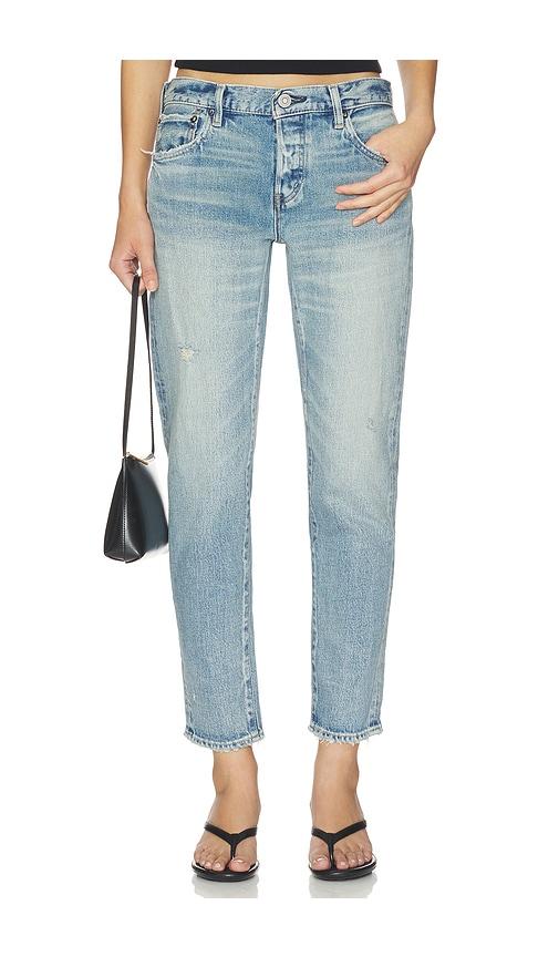 moussy vintage hackney tapered jeans in blue.