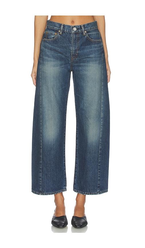 moussy vintage harlem side line cocoon jeans in blue.