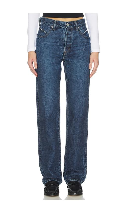 moussy vintage lara western straight leg jeans in blue.