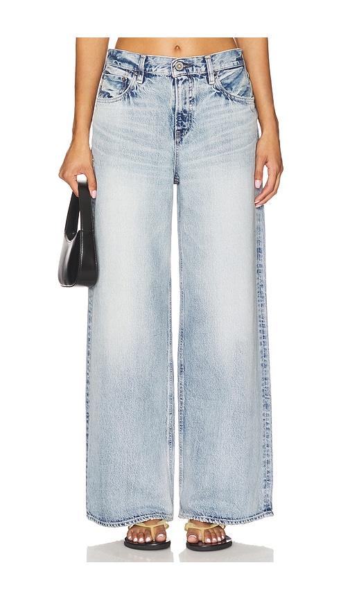 moussy vintage lewes super wide jeans in blue.