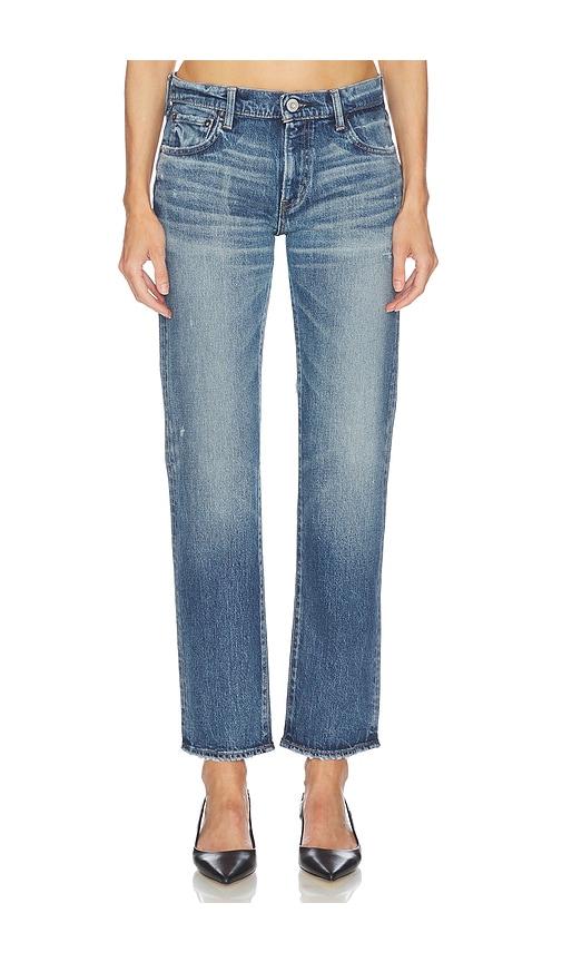 moussy vintage mallard slim straight jeans in blue.