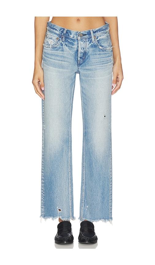 moussy vintage mattapan straight low rise jeans in blue.