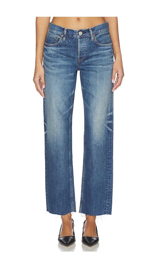 moussy vintage needham straight low jeans in blue.