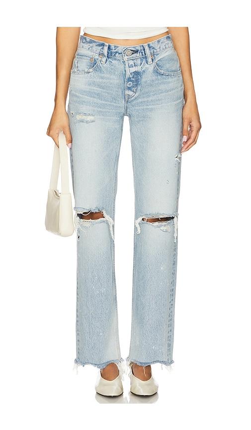 moussy vintage odessa straight-low jeans in blue.