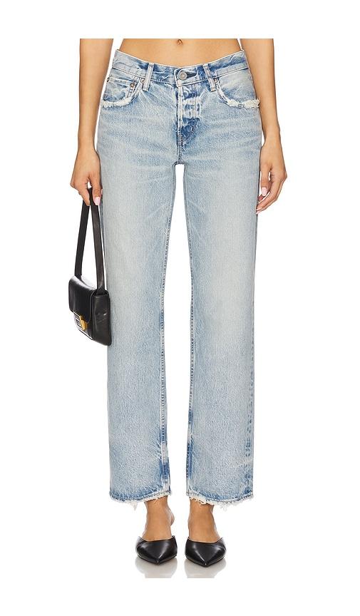 moussy vintage wildwood straight low jeans in blue.