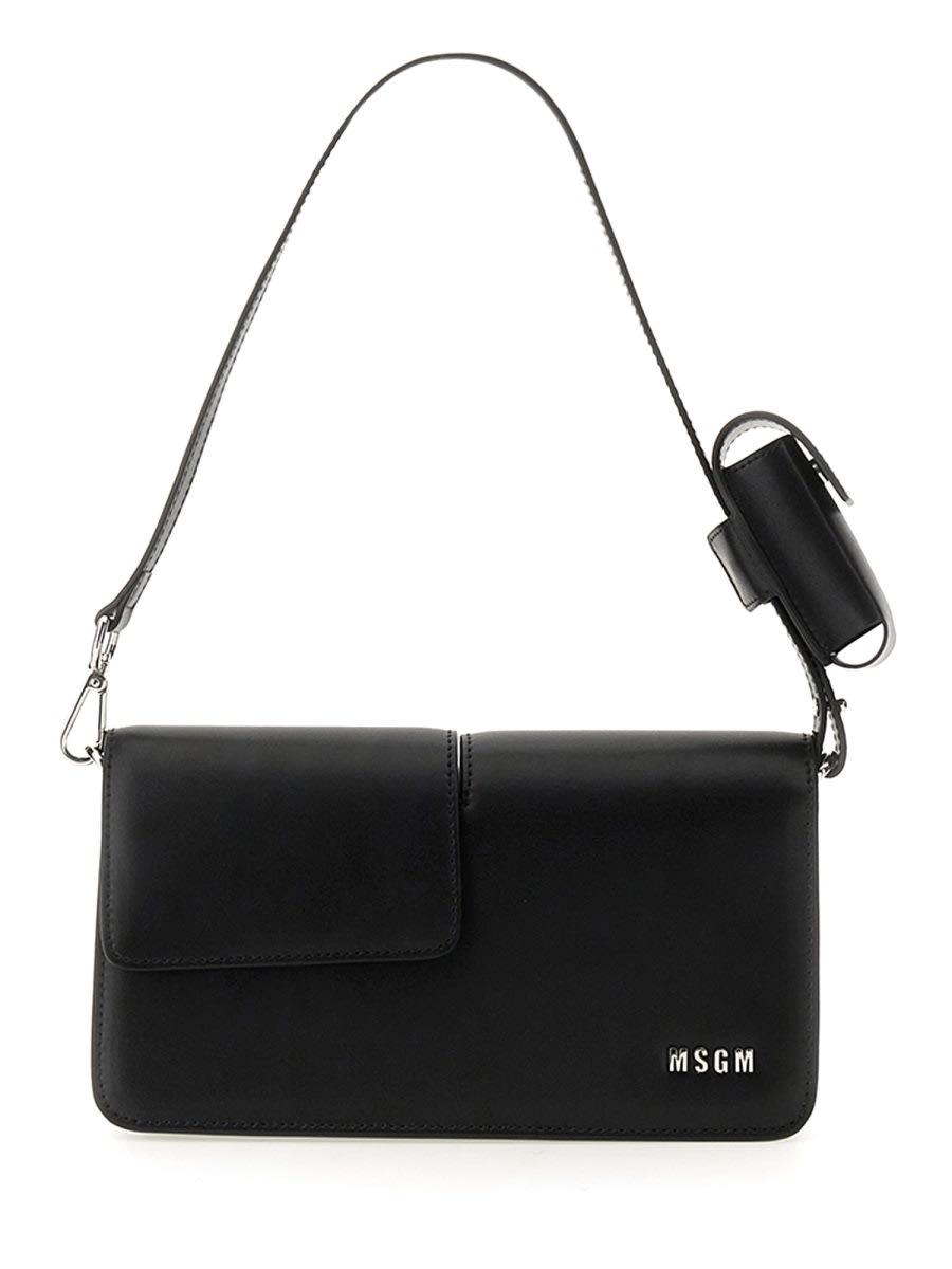 msgm baguette bag with double flap and logo