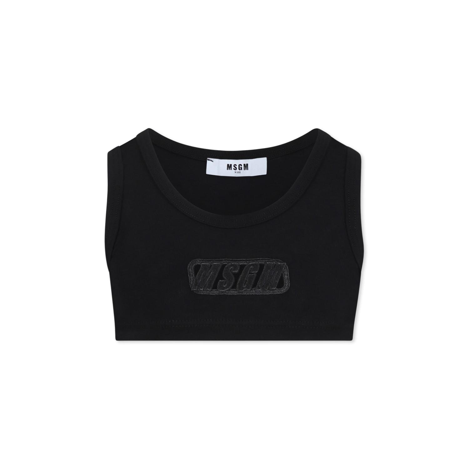 msgm balck tank top for girl with logo