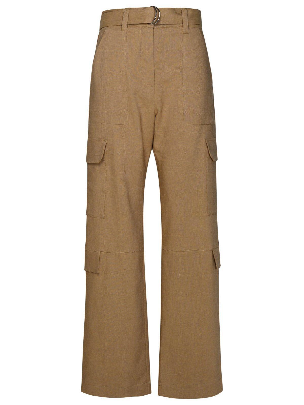 msgm belted high-waist palazzo cargo pants