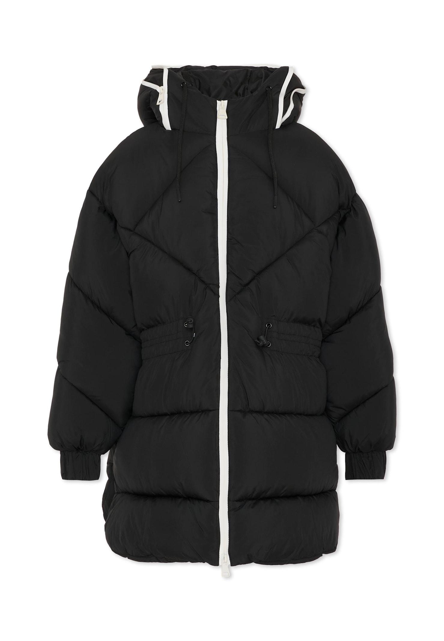 msgm black down jacket for kids with logo